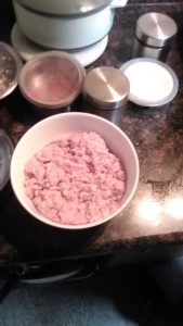 This is how the freshly minced lamb meat looked like uncooked.